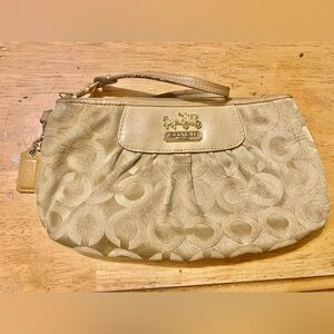 Coach Beige Signature Wristlet Clutch